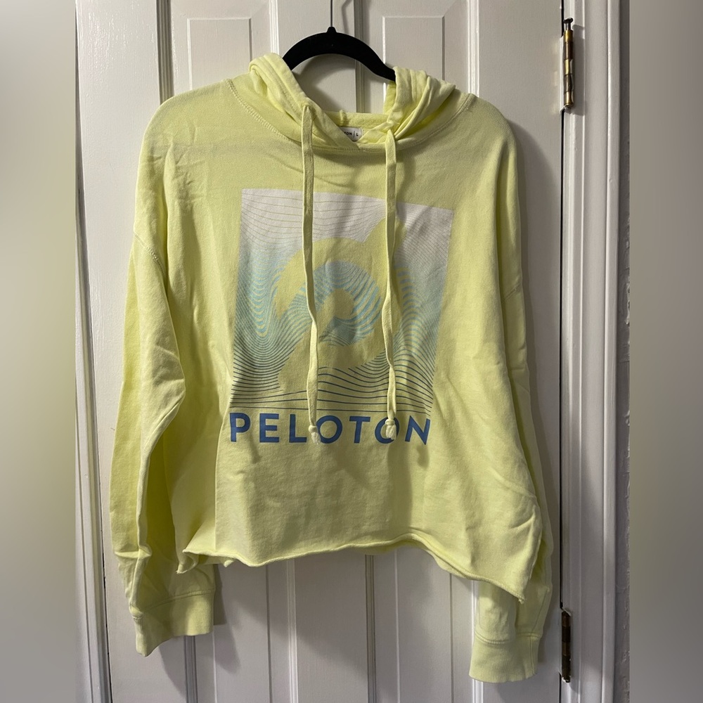 Neon Yellow Peloton Cropped Hoodie EUC
